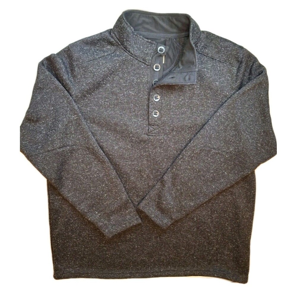 Red Head Pullover Men's Grey Quarter Button Mock Neck Fleece Sweater | Size XXL